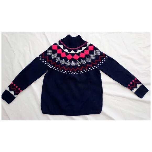 Vince Camuto Soft Cozy Fair Isle Mock Neck Sweater Blue - Size S - Picture 2 of 6